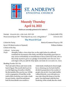 Maundy Thursday Service Bulletin