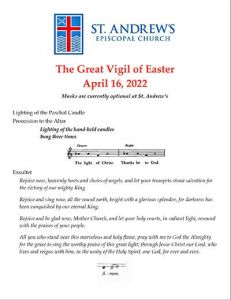 The Great Vigil of Easter Bulletin