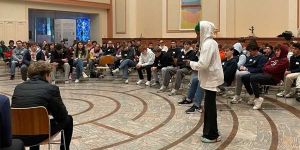 A group of young people at St. Pauls Cathedral Boston