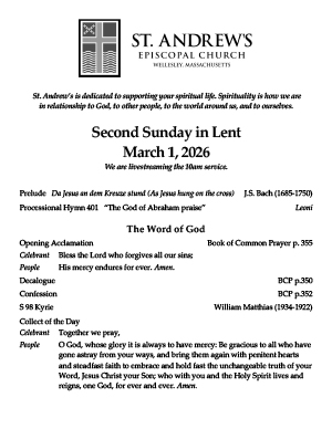 Second Sunday in Lent Service Bulletin